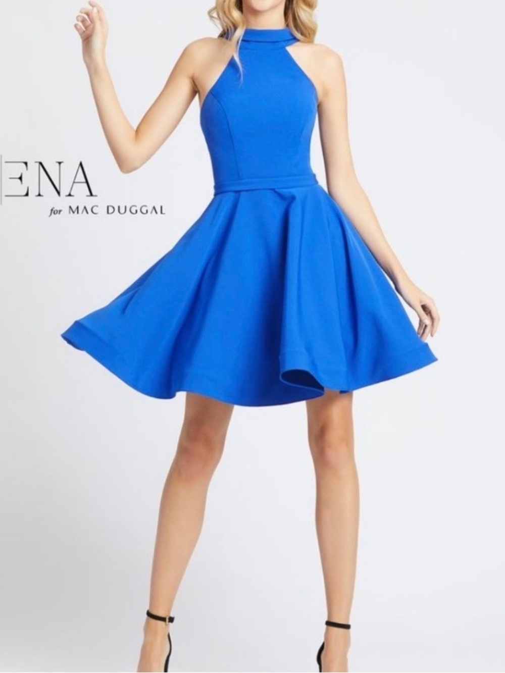 Mac Duggal Cobalt Halter Skater Dress